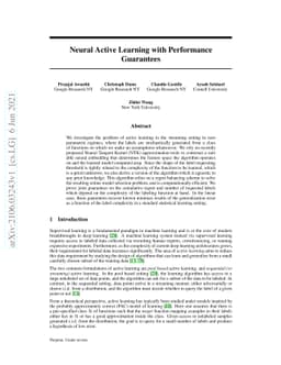 Neural Active Learning with Performance Guarantees