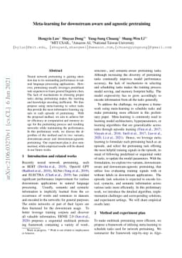 Meta-learning for downstream aware and agnostic pretraining