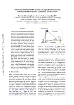 Generating Relevant and Coherent Dialogue Responses using Self-separated
  Conditional Variational AutoEncoders