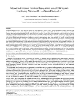 Subject Independent Emotion Recognition using EEG Signals Employing
  Attention Driven Neural Networks