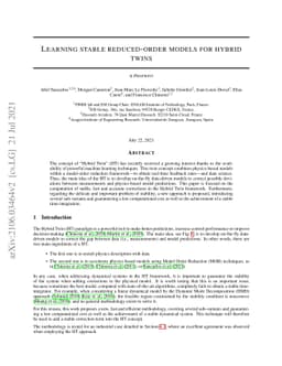 Learning stable reduced-order models for hybrid twins