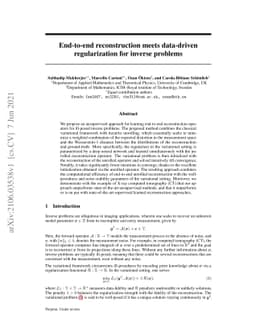 End-to-end reconstruction meets data-driven regularization for inverse
  problems