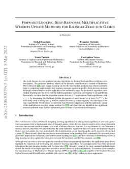 Forward Looking Best-Response Multiplicative Weights Update Methods for
  Bilinear Zero-sum Games