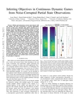 Inferring Objectives in Continuous Dynamic Games from Noise-Corrupted
  Partial State Observations