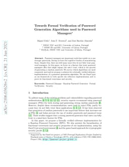 Towards Formal Verification of Password Generation Algorithms used in
  Password Managers