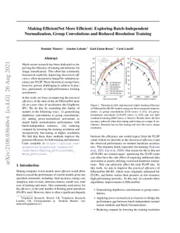 Making EfficientNet More Efficient: Exploring Batch-Independent
  Normalization, Group Convolutions and Reduced Resolution Training
