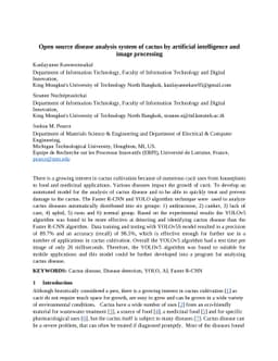 Open source disease analysis system of cactus by artificial intelligence
  and image processing