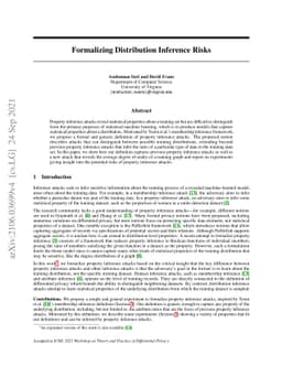 Formalizing Distribution Inference Risks
