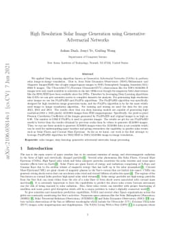 High Resolution Solar Image Generation using Generative Adversarial
  Networks