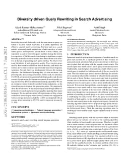 Diversity driven Query Rewriting in Search Advertising