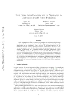 Deep Proxy Causal Learning and its Application to Confounded Bandit
  Policy Evaluation