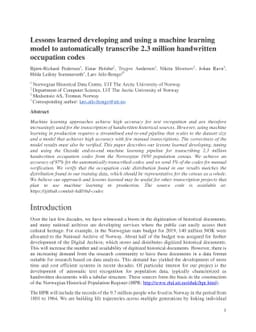 Lessons learned developing and using a machine learning model to
  automatically transcribe 2.3 million handwritten occupation codes