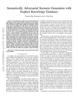 Semantically Adversarial Scenario Generation with Explicit Knowledge
  Guidance