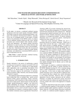 End-to-End Speaker Diarization Conditioned on Speech Activity and
  Overlap Detection