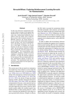 RewardsOfSum: Exploring Reinforcement Learning Rewards for Summarisation