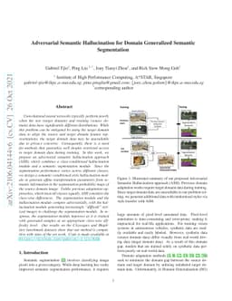 Adversarial Semantic Hallucination for Domain Generalized Semantic
  Segmentation