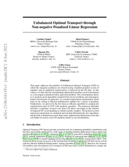 Unbalanced Optimal Transport through Non-negative Penalized Linear
  Regression