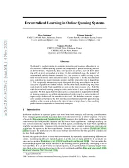 Decentralized Learning in Online Queuing Systems