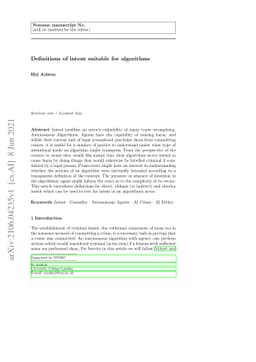 Definitions of intent suitable for algorithms
