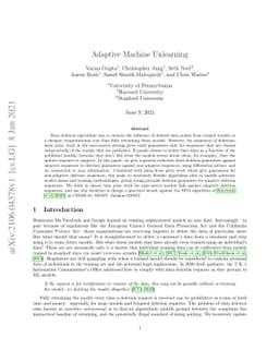 Adaptive Machine Unlearning