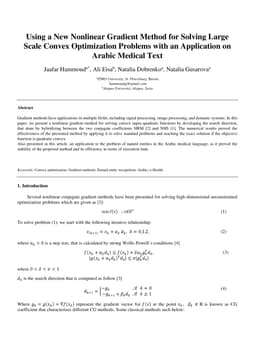 Using a New Nonlinear Gradient Method for Solving Large Scale Convex
  Optimization Problems with an Application on Arabic Medical Text