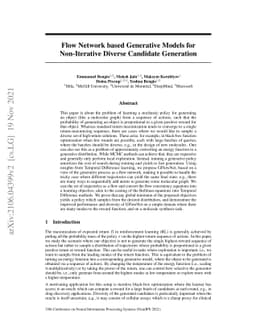 Flow Network based Generative Models for Non-Iterative Diverse Candidate
  Generation