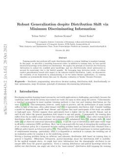 Robust Generalization despite Distribution Shift via Minimum
  Discriminating Information