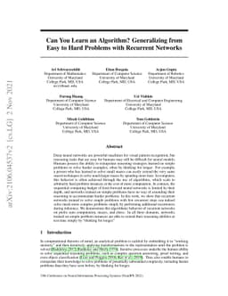 Can You Learn an Algorithm? Generalizing from Easy to Hard Problems with
  Recurrent Networks