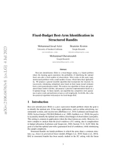 Fixed-Budget Best-Arm Identification in Structured Bandits