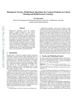 Planning for Novelty: Width-Based Algorithms for Common Problems in
  Control, Planning and Reinforcement Learning