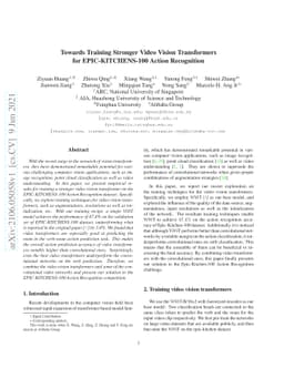 Towards Training Stronger Video Vision Transformers for
  EPIC-KITCHENS-100 Action Recognition