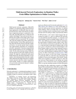 Multi-layered Network Exploration via Random Walks: From Offline
  Optimization to Online Learning
