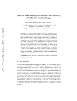 Implicit field learning for unsupervised anomaly detection in medical
  images