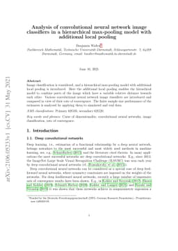 Analysis of convolutional neural network image classifiers in a
  hierarchical max-pooling model with additional local pooling