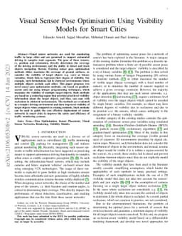 Visual Sensor Pose Optimisation Using Visibility Models for Smart Cities