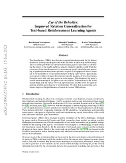 Eye of the Beholder: Improved Relation Generalization for Text-based
  Reinforcement Learning Agents