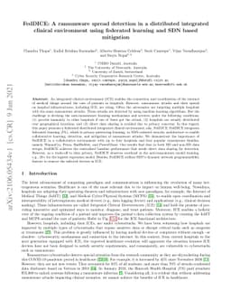 FedDICE: A ransomware spread detection in a distributed integrated
  clinical environment using federated learning and SDN based mitigation