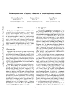 Data augmentation to improve robustness of image captioning solutions