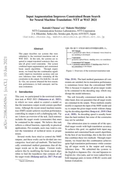 Input Augmentation Improves Constrained Beam Search for Neural Machine
  Translation: NTT at WAT 2021