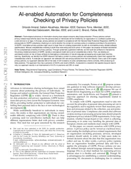 AI-enabled Automation for Completeness Checking of Privacy Policies
