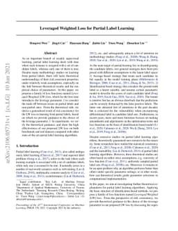 Leveraged Weighted Loss for Partial Label Learning