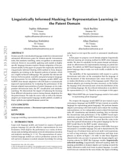 Linguistically Informed Masking for Representation Learning in the
  Patent Domain