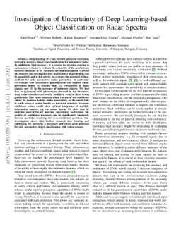 Investigation of Uncertainty of Deep Learning-based Object
  Classification on Radar Spectra
