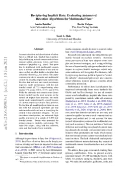 Deciphering Implicit Hate: Evaluating Automated Detection Algorithms for
  Multimodal Hate