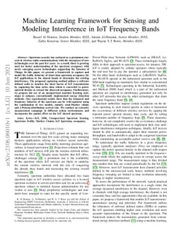 Machine Learning Framework for Sensing and Modeling Interference in IoT
  Frequency Bands