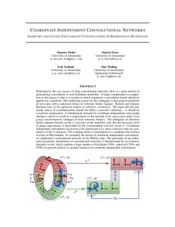 Coordinate Independent Convolutional Networks -- Isometry and Gauge
  Equivariant Convolutions on Riemannian Manifolds