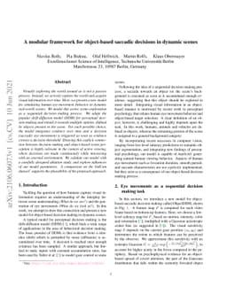 A modular framework for object-based saccadic decisions in dynamic
  scenes