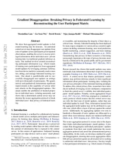 Gradient Disaggregation: Breaking Privacy in Federated Learning by
  Reconstructing the User Participant Matrix