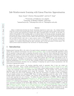 Safe Reinforcement Learning with Linear Function Approximation