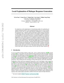 Local Explanation of Dialogue Response Generation